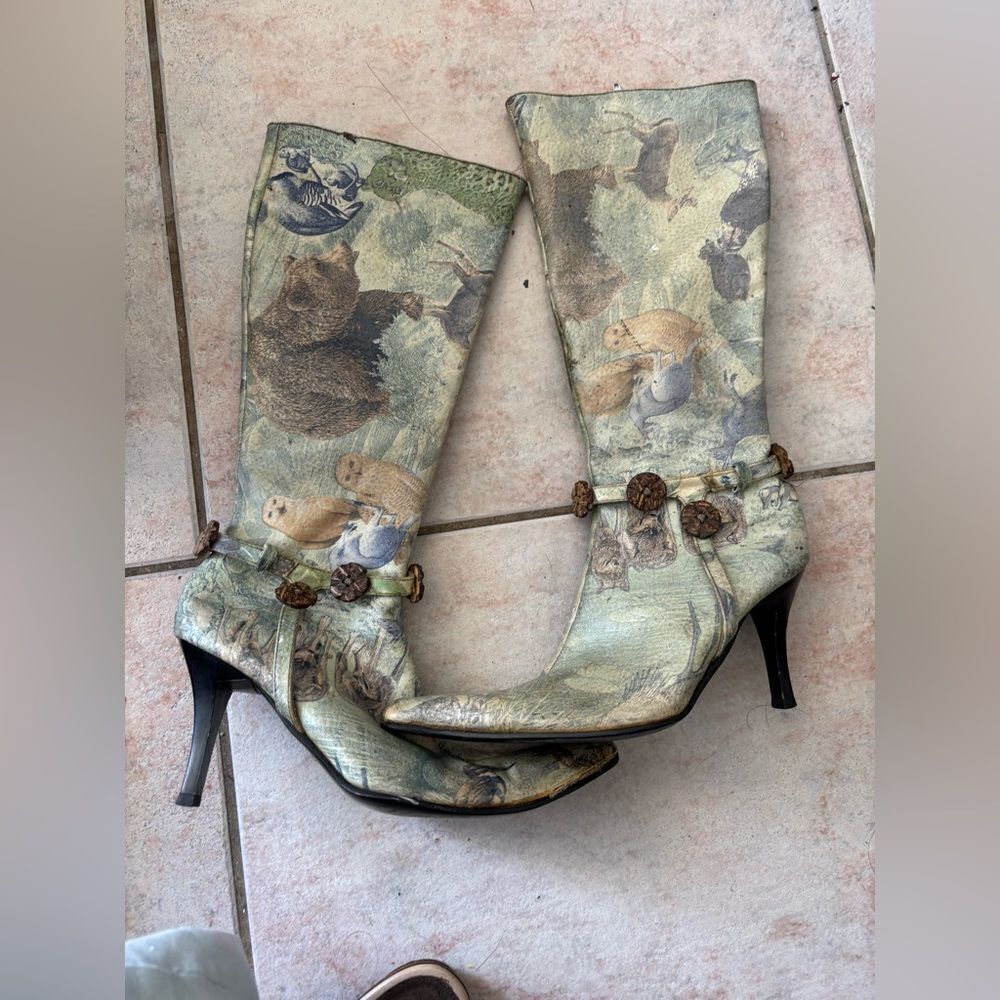 Kadiman nature forest dress suit boots jungle design heels circle shoes vintage